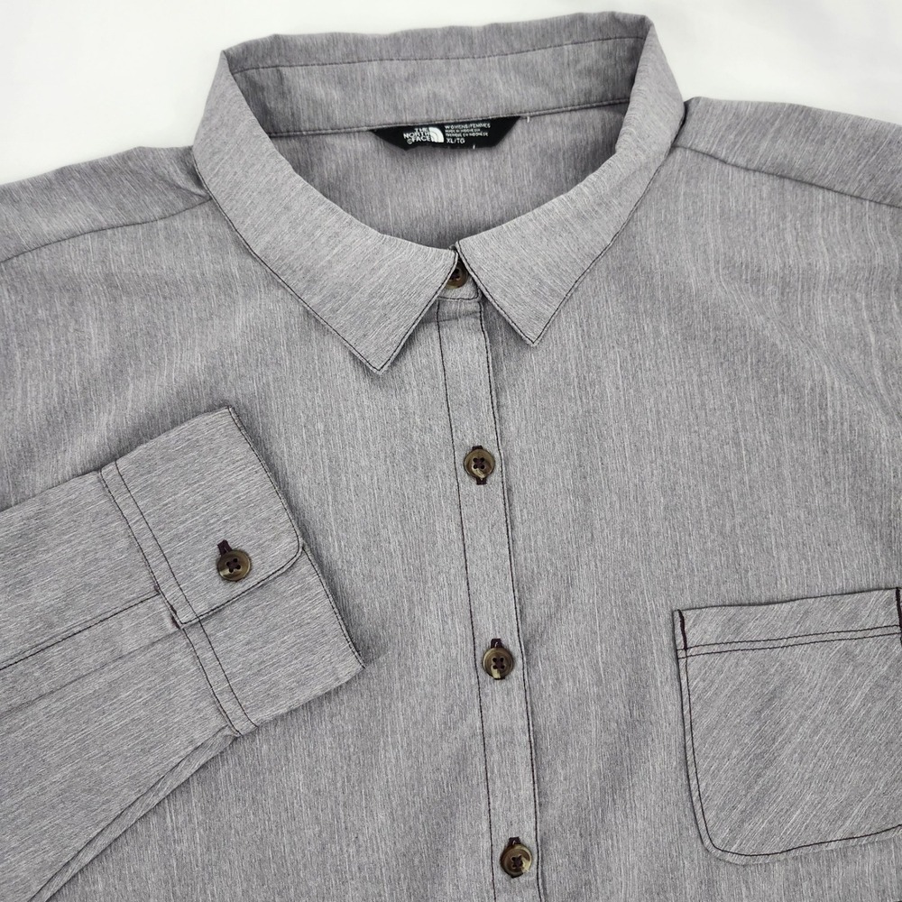 The North Face Womens Hiking Travel Button Down Shirt XL Gray Gorpcore Granola